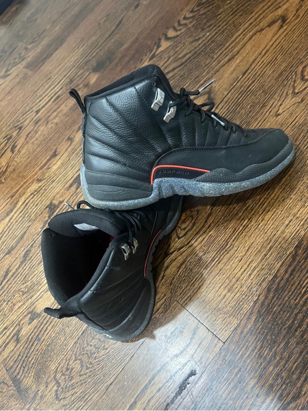 Nike Black High-Top Athletic Sneakers with Red Trim